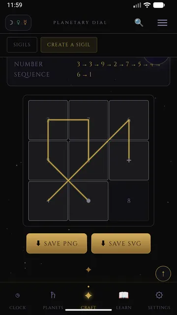 The sigil creator tracing an intention across a kamea